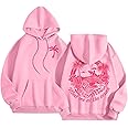 Pink Palm Puff Hoodie Kids Womens Graphic Oversized Trendy Cute Hoodies for Teen Girls Preppy Sweatshirt Long Sleeve Y2K Tops