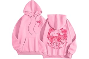 HWMODOU Palm Puff Oversized Hoodies for Women, Teen Girls Preppy Sweatshirt Long Sleeve Y2K Graphic Tees with Pockets