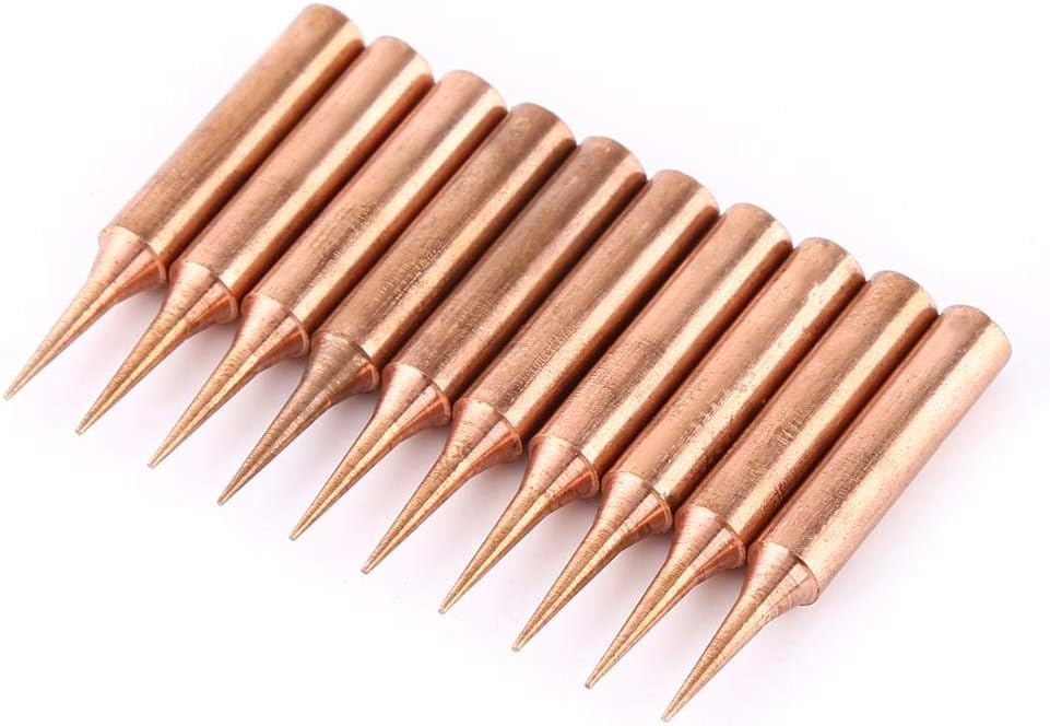 900M-T-I Type Solder Tips, 0.2mm Sharp Fine-Point 43mm Length Pure Copper Lead-Free Tip Replacement in 3 Ways for Soldering Stations 936, 937, 938, 969, 8586, 852D