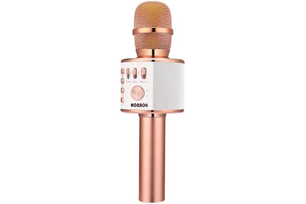 BONAOK Wireless Bluetooth Karaoke Microphone,3-in-1 Portable Handheld Karaoke Mic Speaker Machine Home Party Birthday for All Smartphones PC(Q37 Rose Gold)