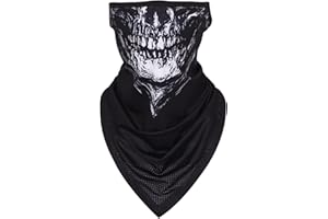 CycleZT Skull Scarf Mask With Ear Loops Neck Gaiter Mask for Men & Women Motorcycle Riding Fishing Cycling Sports