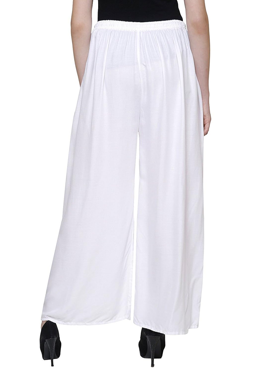 stylewhile women's rayon palazzos, free size (white)