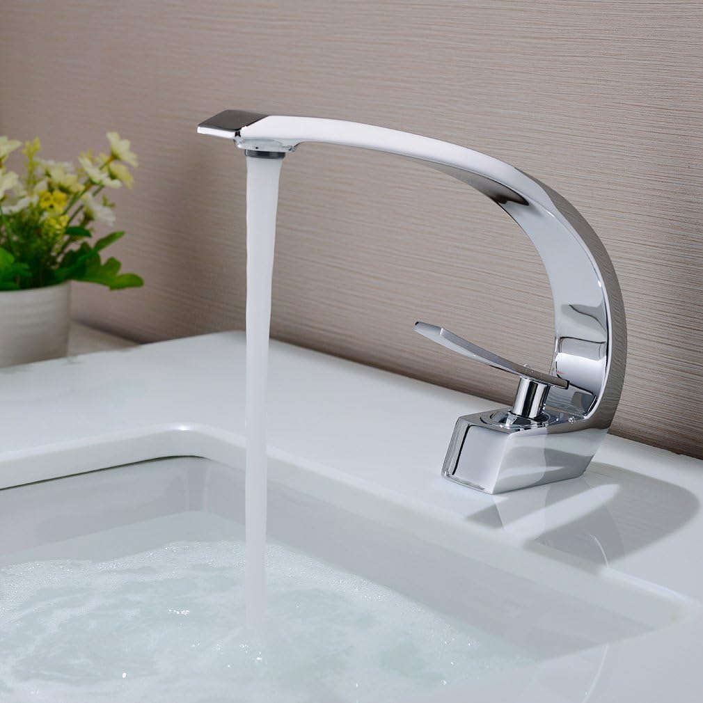 BONADE Faucet Bathroom Mixer Tap Basin Neck Monoblock in 59 Brass Mixer Basin for Bathtub and Kitchen Cartridge Ceramic Surface Chrome