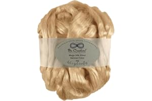 BE CREATIVE! CRAFT SUPPLIES STORE Muga Silk Sliver 50g Grade-AAA Luxury Natural Long Shiny Golden Color Roving - Wet Felting - Nuno Felting - Spinning - Weaving - Be Creative Craft Supplies Store