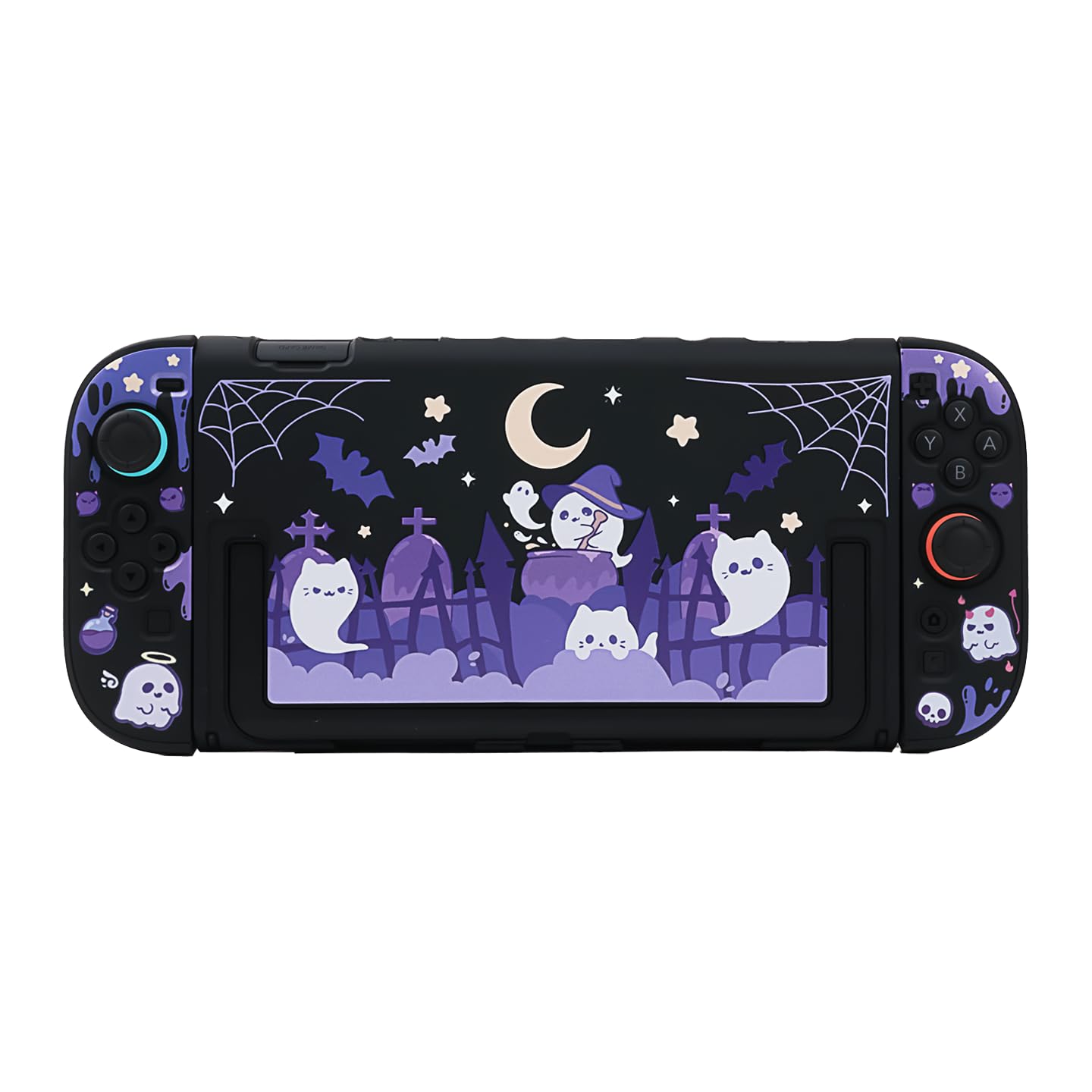 BLINGKIYO Protective Case for Switch2/OLED, Dockable Halloween Cute PC Protective Shell Joycon Cover Case Compatible with Regular Switch OLED - Ghost Devil (for Switch2)
