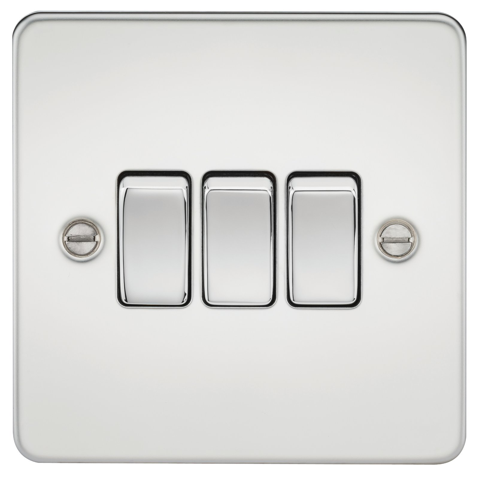 Knightsbridge FP4000PC 10 A 3G 2-Way Switch with Flat Plate, Polished Chrome