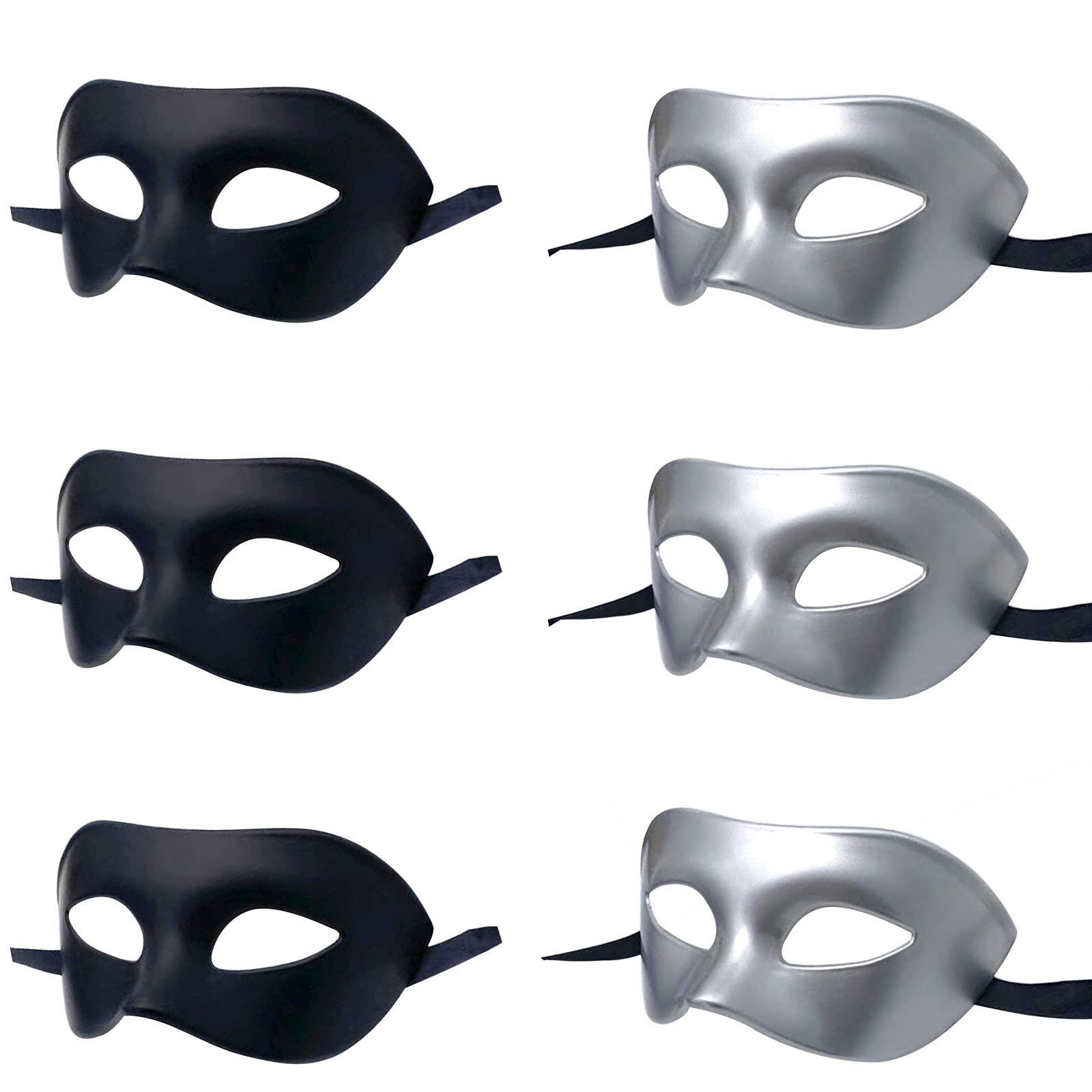 通用 6 Pack Adults Vintage Antique Look Party Mask Venetian of Realistic Masquerade Half Man Women Face Mask Set (3x(S+B)/6PCS)