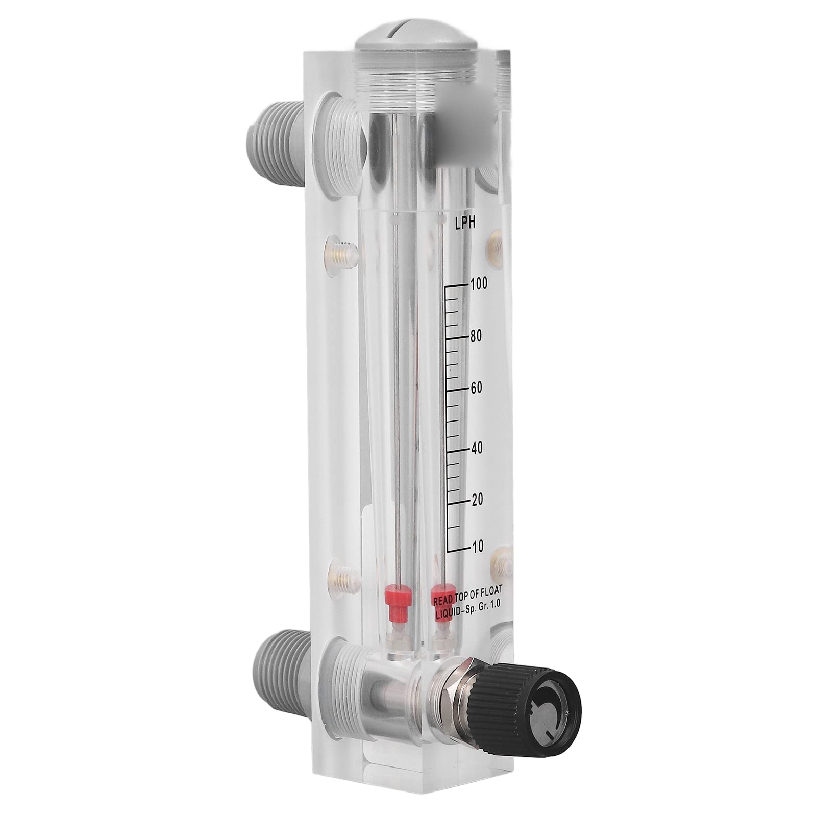 Panel Type Flowmeter, Liquid Flowmeter, Water Rotameter with Black Adjustable Knob, Adjustable Panel Reliable High Accuracy 10‑100LPH Acrylic Water Flowmeter