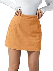 Wenrine Womens Mini Skirt High Waisted Basic Casual
