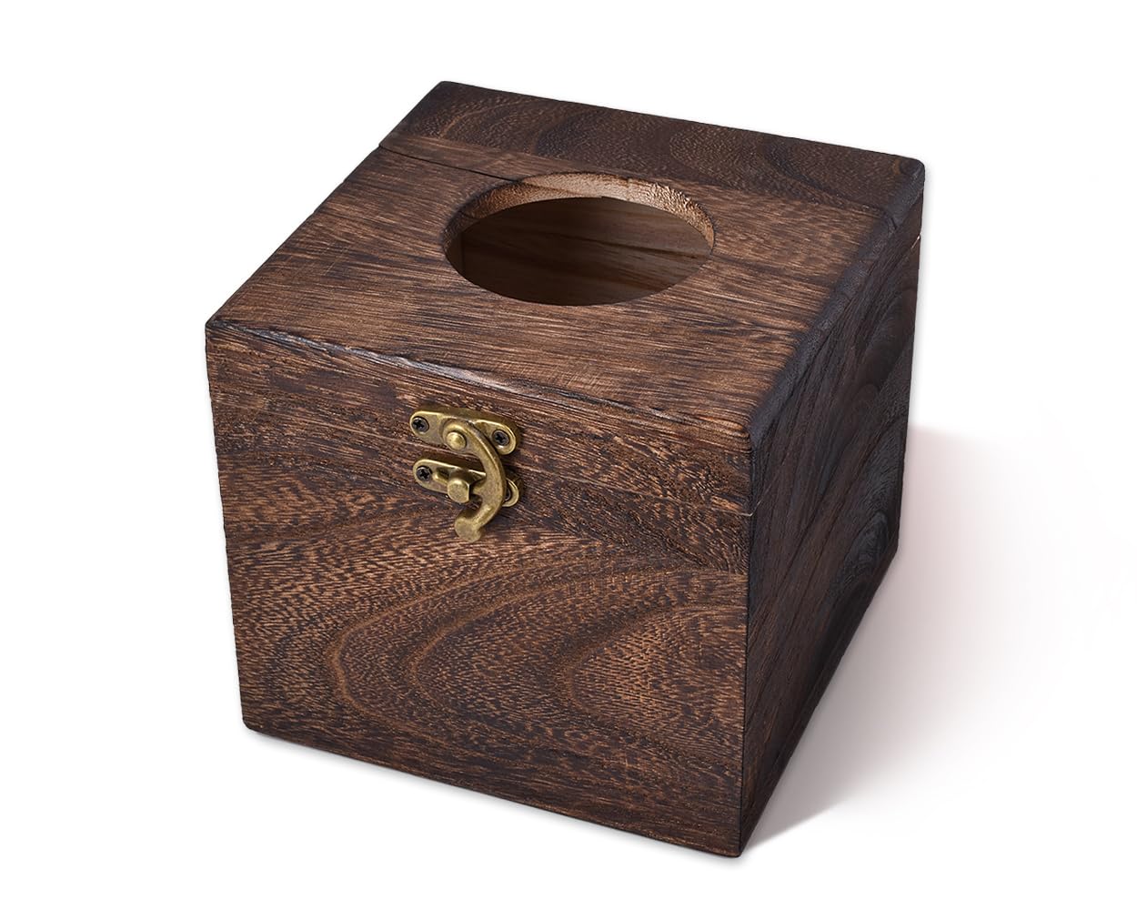 ds. distinctive style Tissue Box Retro Square Wooden Boutique Tissue Holder Tissue Cover for Home Office Car Automotive Decoration - Brown