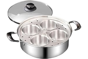 Egg Poacher, 4 Cup Stainless Steel Egg Poacher Pan Non Stick Rust Resistant Cooker for Breakfast Brunch Cooking