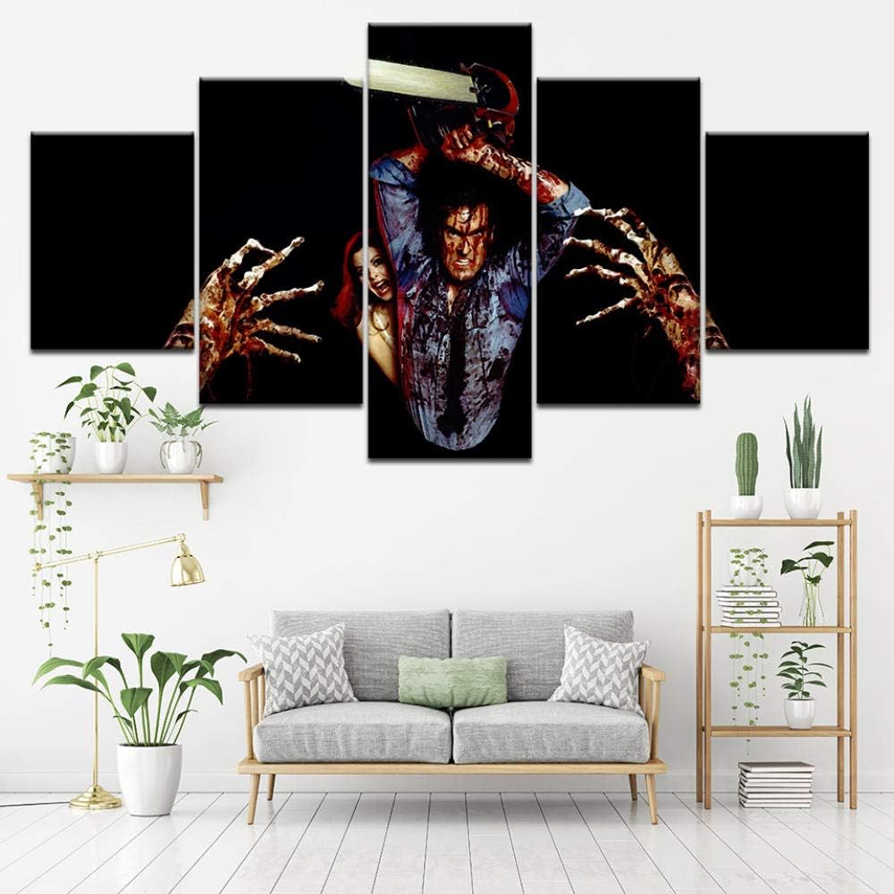 5 Panel Horror Movies Poster The Evil Dead Wall Art Picture Home Decoration Living Room-8x14/18/22inch,Withframe