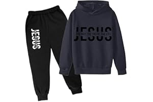 WOMAIL Boys Girls JESUS Hoodie Tracksuit 2 Pieces Set Athletic Casual Hooded Sweatshirt and Joggers Set Sweatsuit Outfits