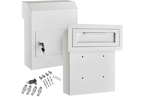 AdirOffice Door Drop Box - Through-The-Door Safe Locking Drop Box - Door Mail Slot (White)