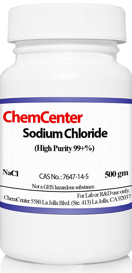 Sodium Chloride (Salt), High Purity Crystals, 99.9 min, 500 Grams