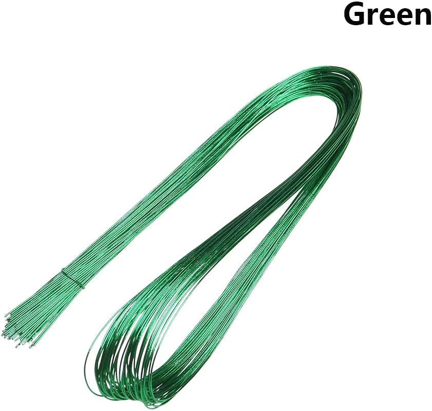 shihao159 50pcs 80cm Ronde Long DIY Making Nylon Plant Stocking Flower Floral Material Iron Wire(green)