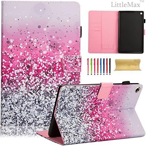 LittleMax Magnetic Closure Flip Soft Gel Protective Case with Card Slot for HD 8" 6th Gen 2016 Release - 04 Silver Sand