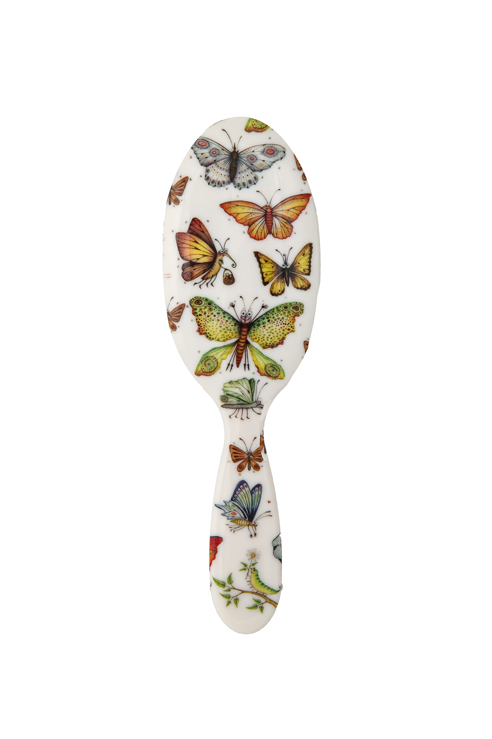 Rock & Ruddle Natural Pure Boar Bristle Hair Brush for Women and Kids (Large 21cm) - Perfect for Wet or Dry Hair, Detangling Smoothing Blowdrying - Made in UK - Beautiful Butterflies