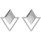 Boma Jewelry Sterling Silver Geometric Diamond & Triangle Stud Earrings