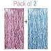 Metallic Tinsel Foil Fringe Curtains 3.2 ft x 6.6 ft Baby Shower Gender Reveals Party Decoration Party Photo Backdrop (Pink/Blue)