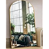 Otlsh Floor Mirror, 90"×46" Arched Full Length with Stand, Standing, Full Body, Large, Wall, Freestanding, Aluminum Frame - Gold