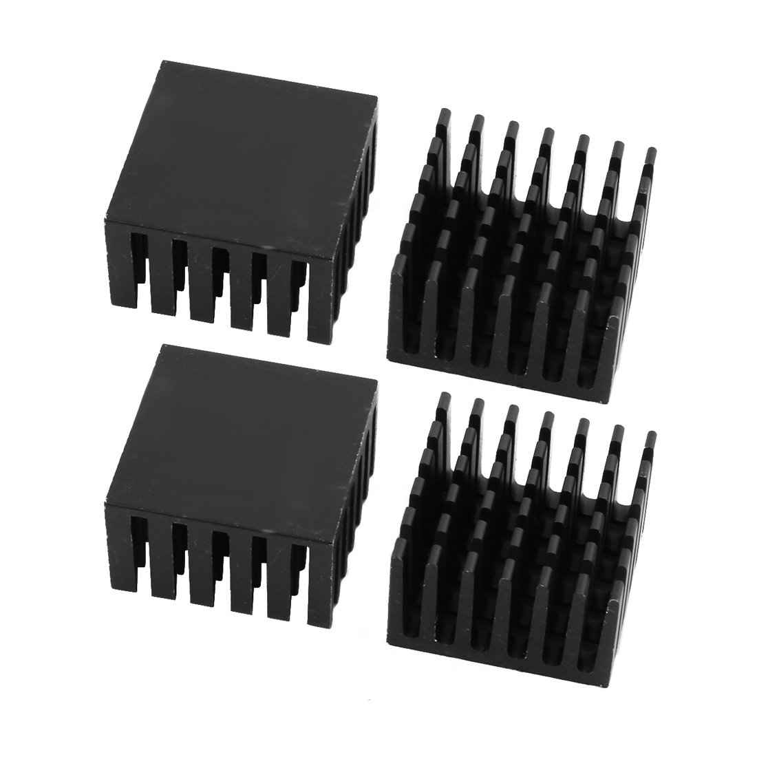 sourcingmap 4Pcs 25mm x 25mm x 15mm Aluminum Heatsink Heat Diffuse Cooling Fin Black