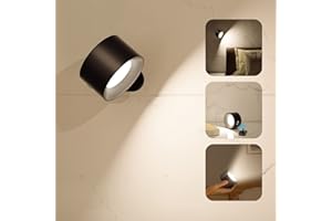 Deyagoo LED Wall Sconce, Wall Mounted Lamp with Rechargeable Battery Operated USB Port 3 Color Temperature & 3 Brightness Level 360°Rotate Magnetic Ball, Cordless Light for Reading Study Bedside