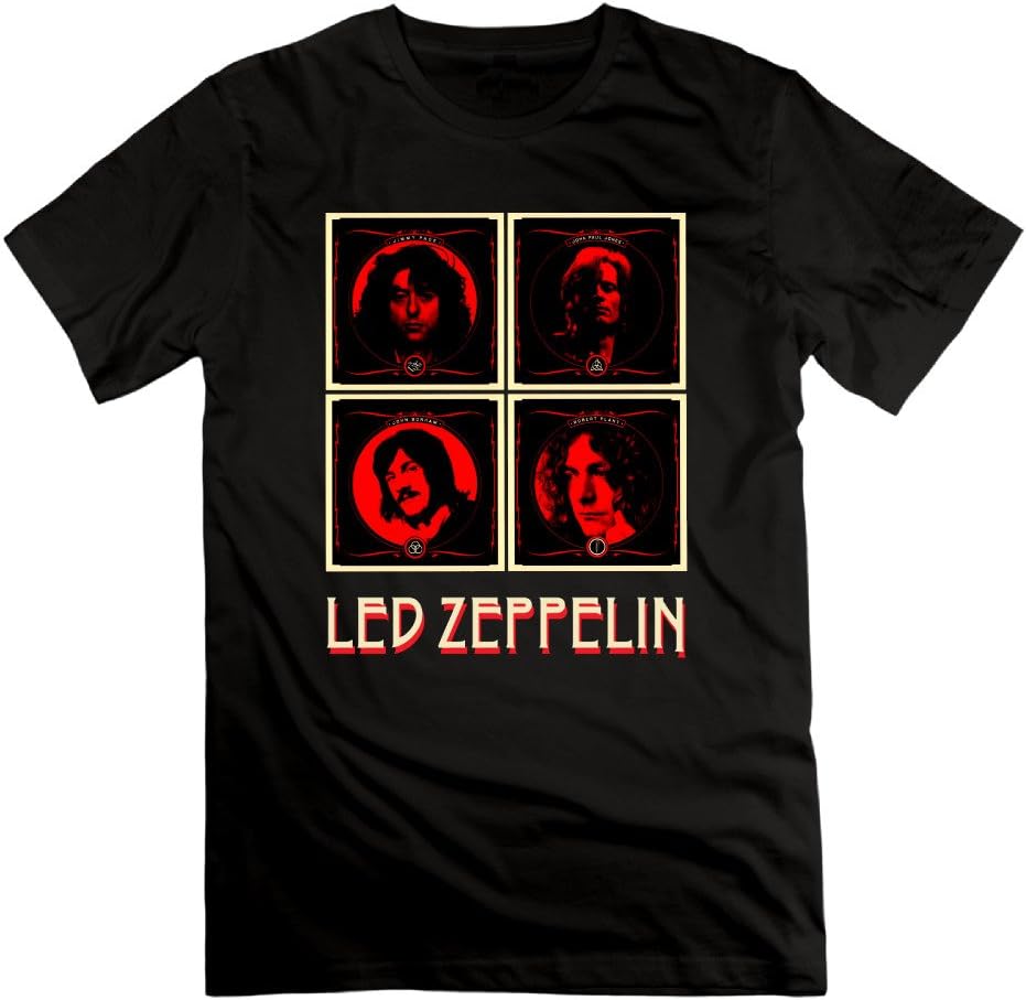 FONY Men's Led Zeppelin Members Short Graphic Tee Shirt