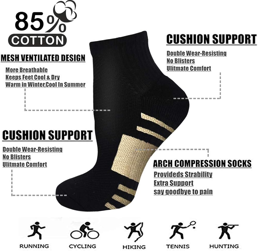 Copper Compression Socks for Men & Women Circulation- Plantar Fasciitis Socks Support for Athletic Running Cycling: Clothing