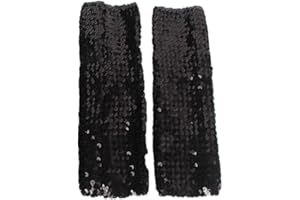 Song Qing Women's Sparkling Glitter Sequins Stretch Dazzle Arm Sleeves Stretch Arm Warmers