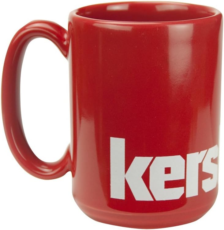 Kershaw Single Wall Ceramic Mug; 15 oz.; Bold Red Glossy Exterior and Interior; Versatile and Durable Hot Beverage Mug for Home or Outdoors; White Kershaw Logo Around Base; Microwave Safe; Lead-Free