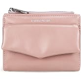 Andiker Small Wallet for Women, Soft PU Womens Bifold Wallets with Zipper Coin Pocket Multiple Card Slots and ID Window Compact Wallet for Travel Daily Use (Pink)