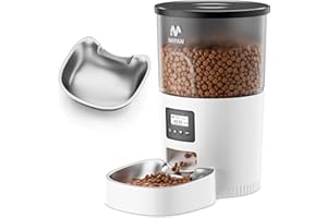 IMIPAW Automatic Cat Feeder, 3L Timed Pet Dry Food Dispenser with Clog-Free Design, Auto Feeder for Cats, 1-6 Meals Per Day,with Stainless Steel