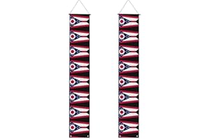 Ohio State Flag Print Thanksgiving Door Banners For Front Door,Polyester Porch Banner,Easy To Hang Reusable