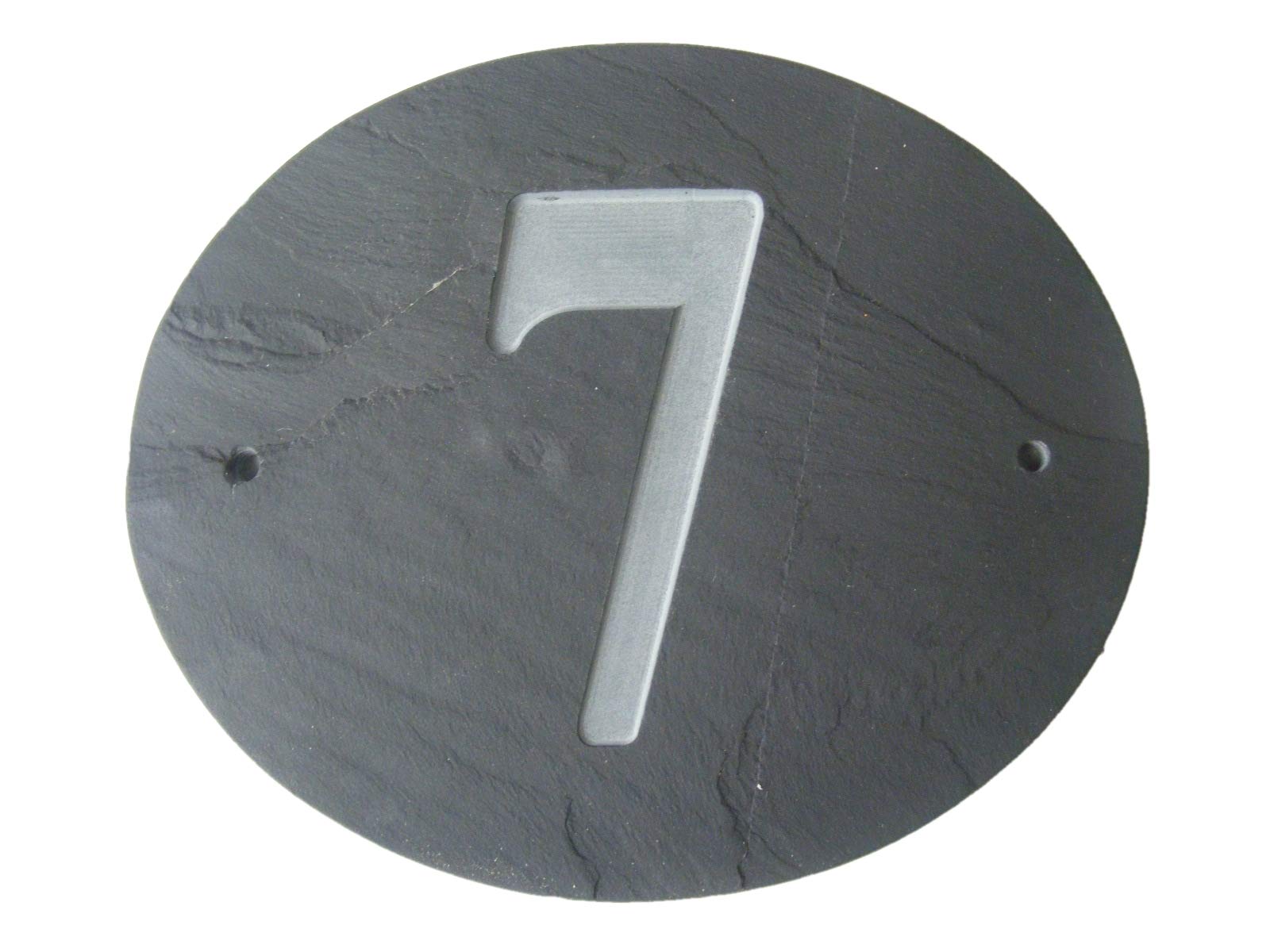 Oval Natural Grey Slate House 7 x 6 inch Door Number Deeply Engraved Natural Surface Sign Plaque House Warming Gift 175 x 150 mm Round 7