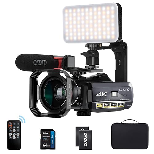 ORDRO Camcorder 4k Video Camera, HD 1080P 60FPS Vlog Camera IR