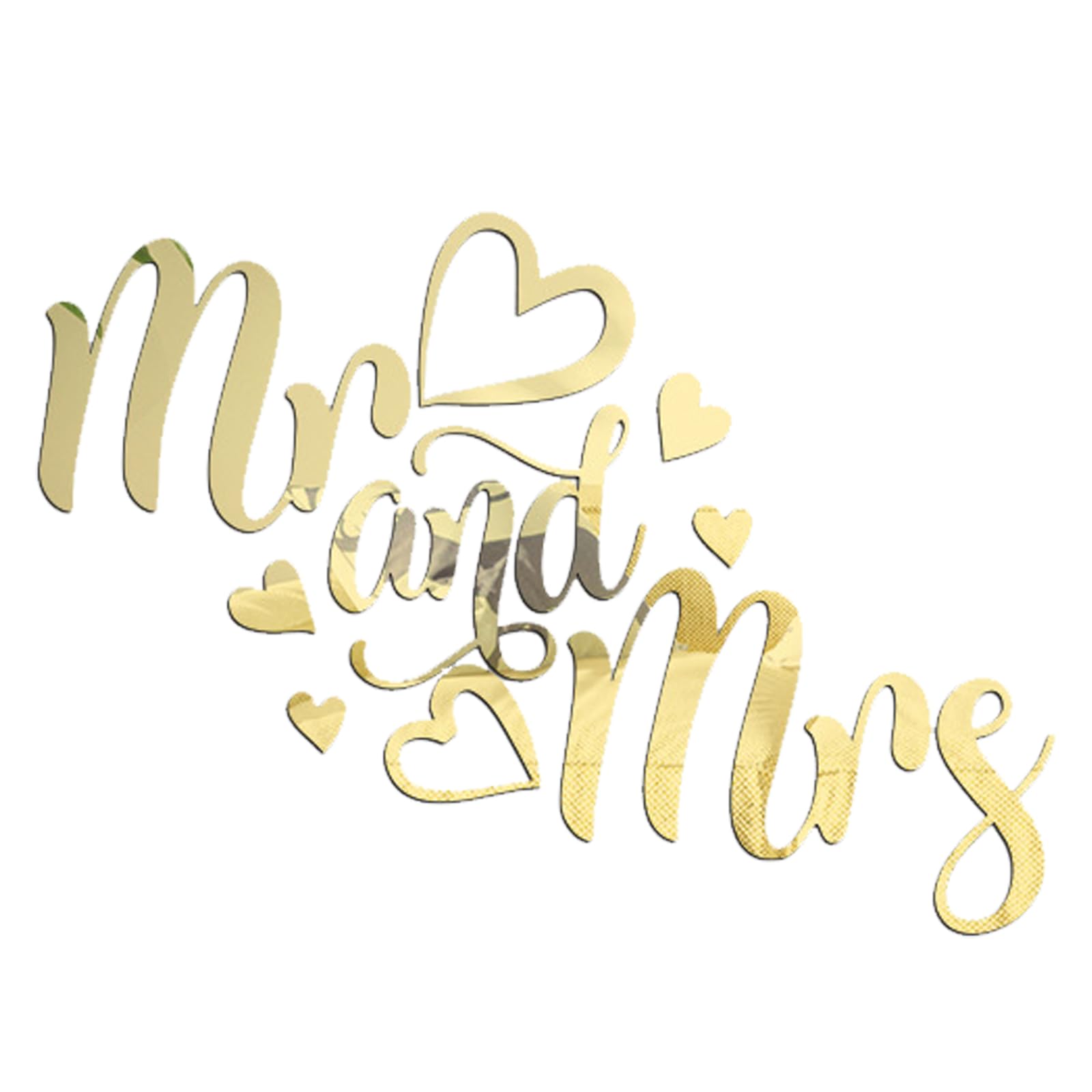 Sicheii Mr and Mrs Mirror Wall Decal, Removable Bedroom Decor for Couples, Mr & Mrs Sign, 3D Acrylic Mirror Wall Sticker Wedding Decals, Lettering Saying Wall Art Room Home Decoration, Gold