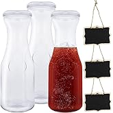 3 Pack Glass Bottles Set Glass Carafe with Lids 34 Ounces Water Decanter Juice Pitcher for Wine Milk Juice & Mimosa Bar, Beverage Glassware and Drinkware Parties Weddings BBQ Picnics