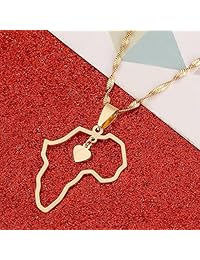 Colgante de mapa africano con diseño de corazón africano de mapas