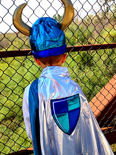 Storybook Wishes Kids Silver and Blue Knight Reversible Cape & Viking Helmet