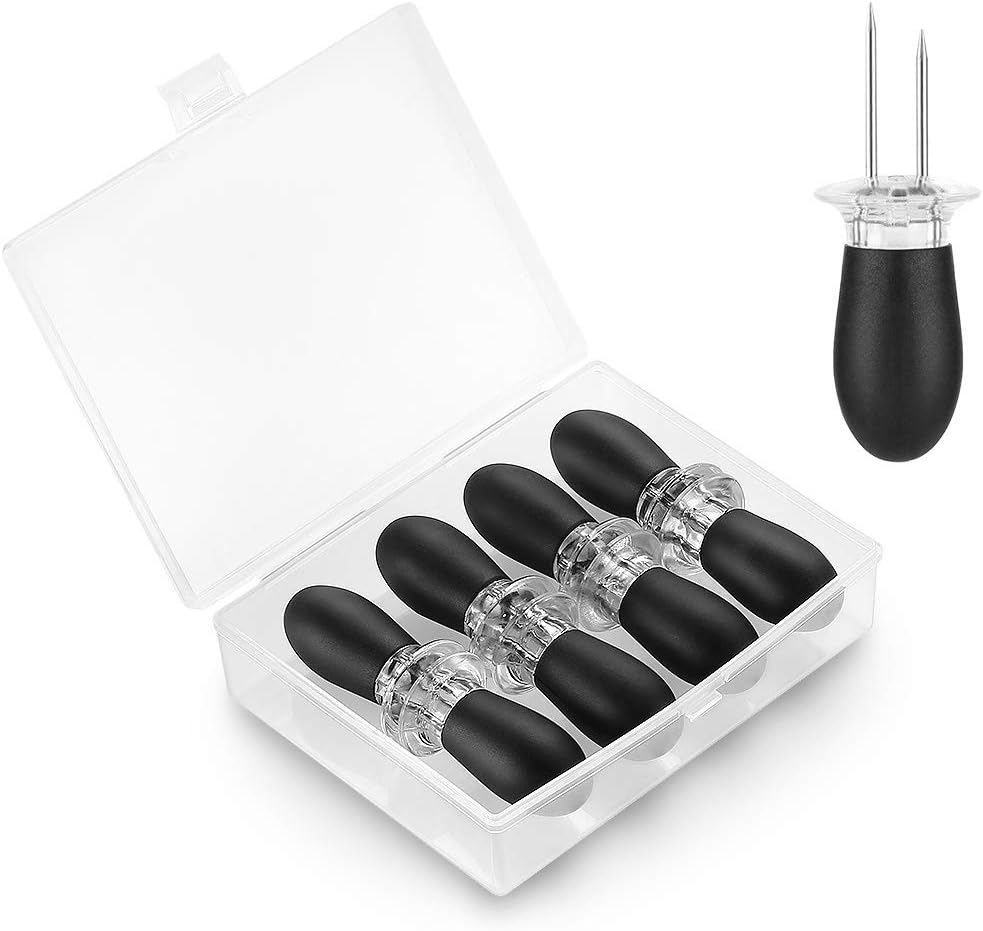 ecooe Corn on the Cob Holders 8 Pcs Black Stainless Steel Forks with Storage Box