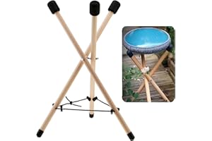 REMAGIC Handpan Drum Stand, Solid Beech Wood Tongue Drum Bracket, Adjustable Tripod Structure Drum Holder, Folding Drum Rack Snare Holder Bracket for 12 to 22 Inch Percussion Instrument, Snare Drum Stand