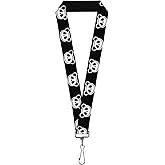 Buckle-Down Lanyard-1.0"-Panda Bear Cartoon2 Black/White