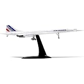 QIYUMOKE 1/200 Scale Concorde Air France Diecast Metal Airplane Model Kit | with Stand Concorde Model Plane for Adult Aviation Enthusiasts Gift or Aircraft Collection (12-Inch L)