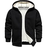 HOOD CREW Unisex Boys Girls Fleece Jacket Hoodie Warm Sherpa Lined Zip Up Hooded Sweatshirts Kids Winter Jacket Coats