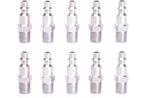 Canadian Tool and Supply (10-Pack) Chrome Plated Steel Air Tool Plugs/Quick Connects/M-Style, 1/4-Inch Male NPT Thread MNPT (