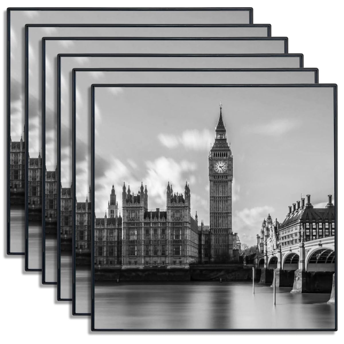 Photo 1 of GOmaize Front Loading Black Picture Frame 8x8 Set of 6 Wall and Table Mounting