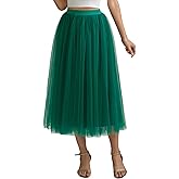 AiberLisha A line Tea Length Tulle Skirt for Party Prom Casual Wear