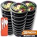 30 Round Meal Prep Containers with Bonus Plastic Cutlery Sets - Microwave / Freezer Safe Food Storage with Leakproof Lids by Prep Naturals