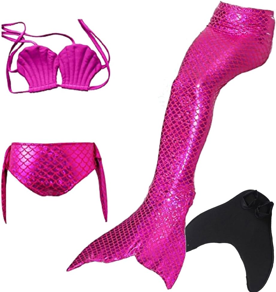 Mermaid Tails for Swimming,Swimmable Swimwear with Monofin,Princess Bikini Set Swimsuit for Kid